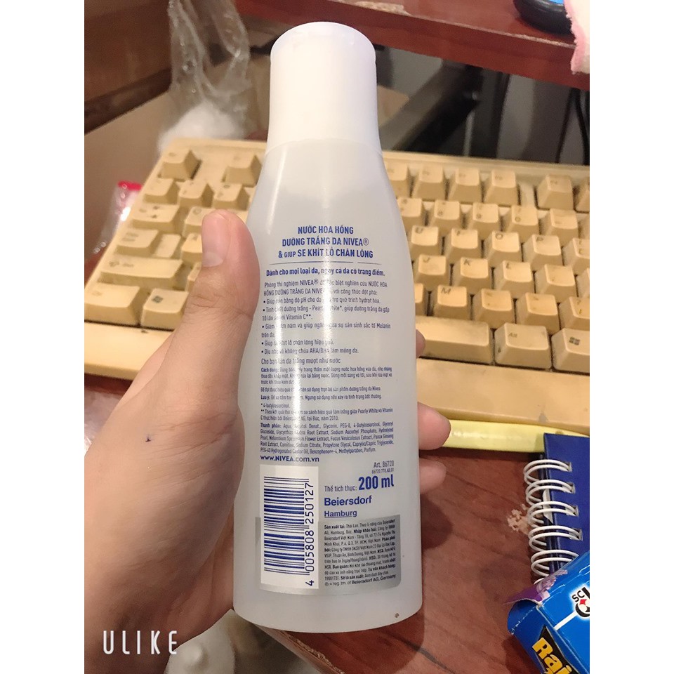 Nước hoa hồng nivea extra white pore minimiser toner 200ml