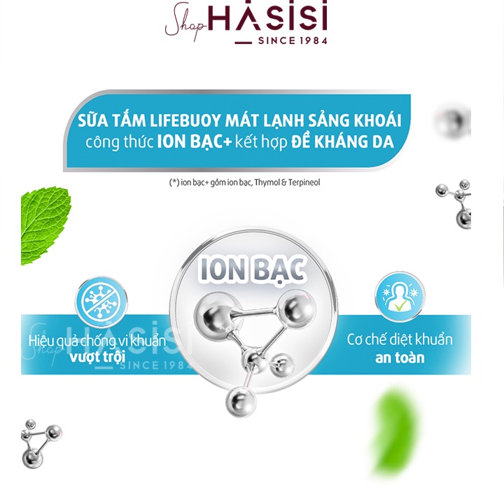 LIFEBUOY - Sữa Tắm Mát Lạnh Sảng Khoái Với Bạc Hà 850g (Xanh Dương Nhạt)