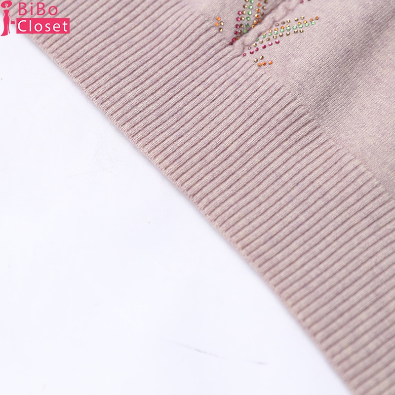 #HH6001 ÁO LEN CỔ TRÒN, DÀI TAY ĐÍNH ĐÁ CHO PHỤ NỮ TRUNG NIÊN HÀNG HOT QUẢNG CHÂU 2021 | BigBuy360 - bigbuy360.vn