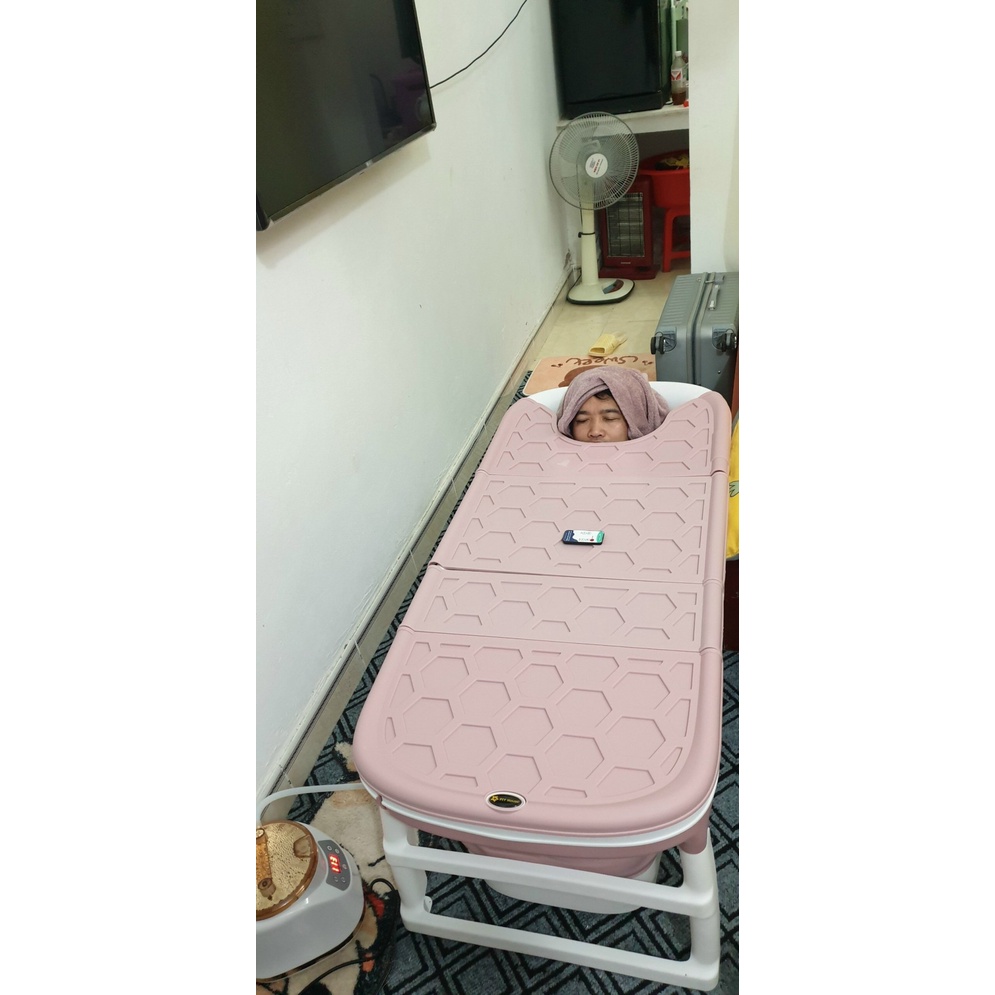 Compo Bồn Tắm Gấp Gọn PTY HOUSE, Kích Thước 136cm Và Máy Xông Hơi Cao Cấp, Tắm Xông Hơi Thư Giãn - Bảo Hành 3 Năm