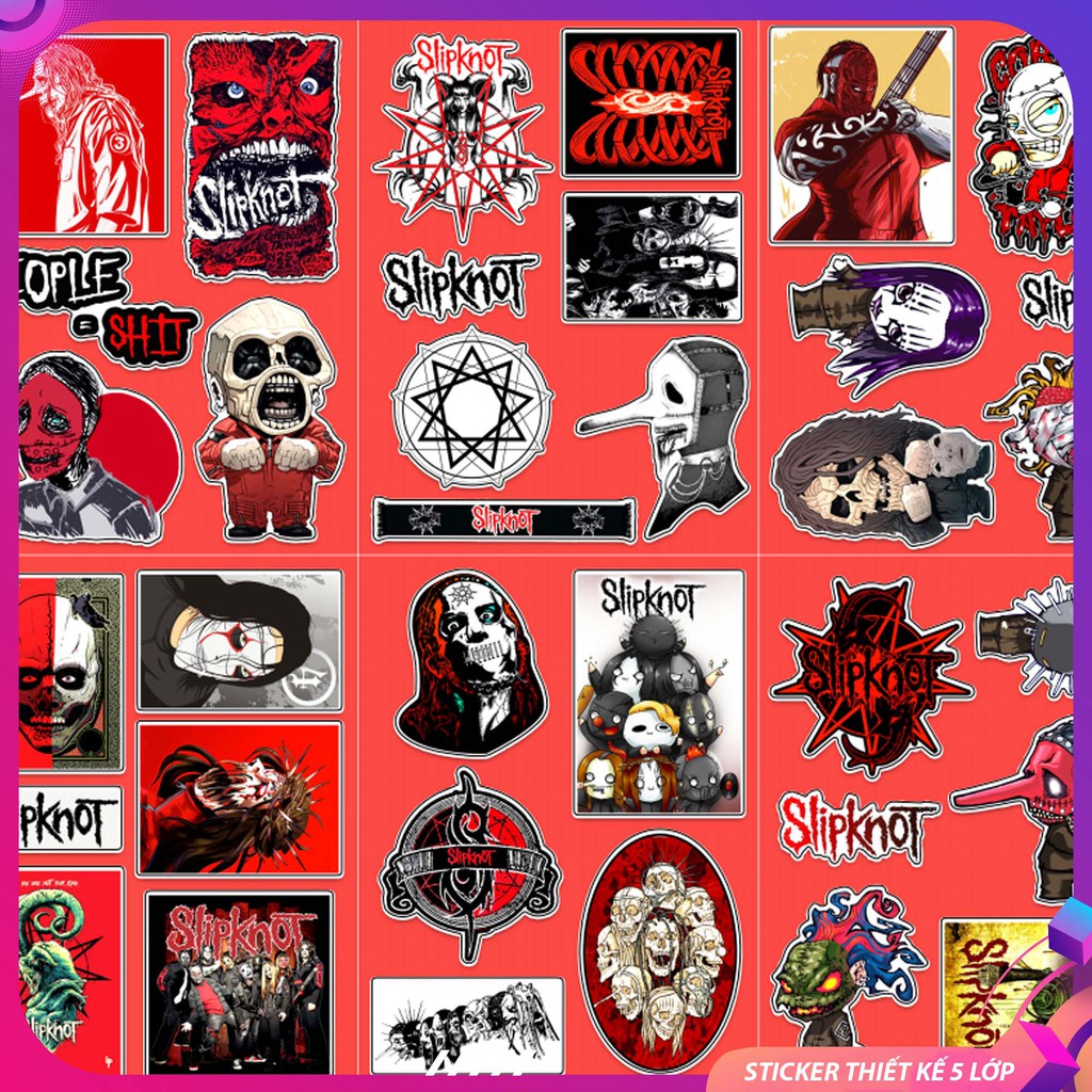Sticker Slipknot - Nhãn Dán Ca Sỹ Nhạc Rock Cắt Sẵn Dán Laptop , Dán đàn Ghita Chất Liệu Decal 5 Lớp Chống Nước