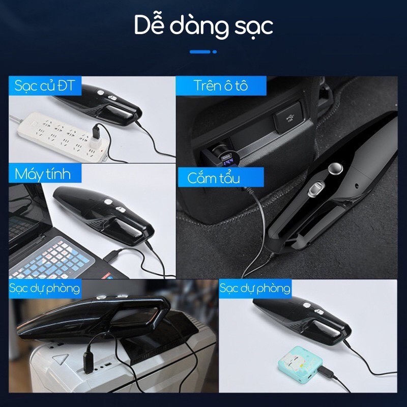 Máy Hút Bụi Cầm Tay Mini Có Dây Và Không Dây Hút Cực Mạnh Dùng Cho Gia Đình Và Xe Hơi BH 1 Năm 1 Đổi 1 !