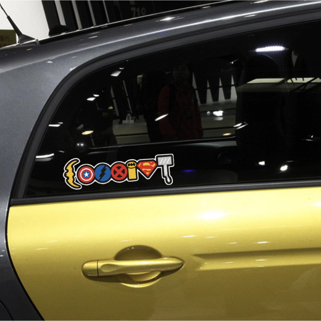 Sticker transfer hình dán trang trí Xe hơi Ô tô Sticker Factory - LOGO SIÊU ANH HÙNG 18.5x5cm