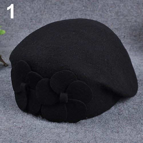 Mũ beanie trùm đầu thời trang cho nữ có kết hoa kiểu tiếp viên hàng không