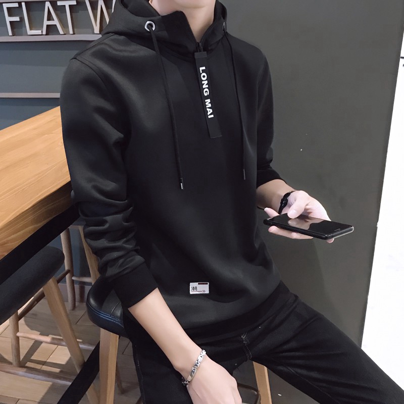 Áo hoodie nam đen in chữ phong cách hip hop | BigBuy360 - bigbuy360.vn