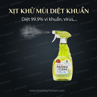 Xịt khử mùi diệt khuẩn Natural Clean - Tiêu diệt 99.9% vi khuẩn, virus,... | BossDog