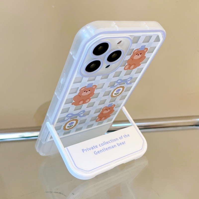 Ốp Điện Thoại In Hình Gấu Hoạt Hình Có Giá Đỡ Ẩn Cho Apple 13Pro 12 11 / xs / xr