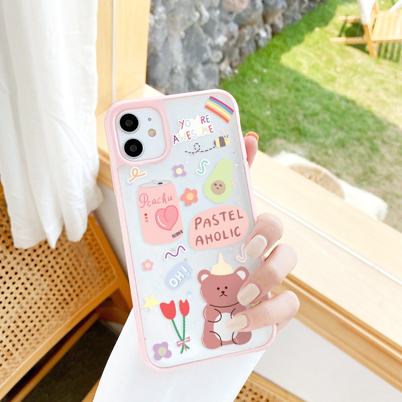 Ốp lưng iphone Cartoon cute viền màu 5/5s/6/6plus/6s/6splus/7/7plus/8/8plus/x/xr/xs/11/12/pro/max/plus/promax