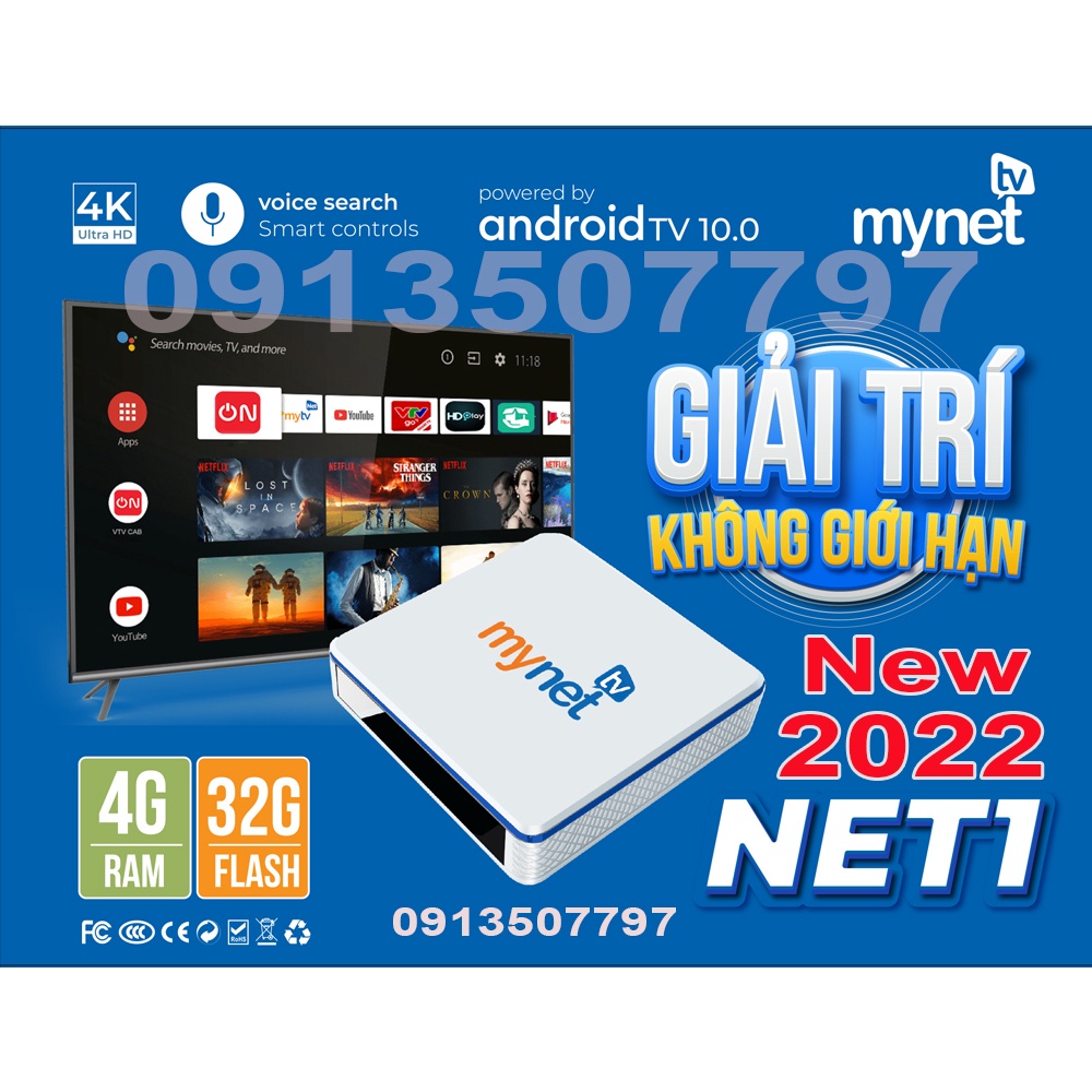 Mytv net 4G MYNET TV 4H – RAM 4G, ROM 32G, ANDROID 10, BLUETOOTH – TOP TV BOX KHỦNG NHẤT 2022