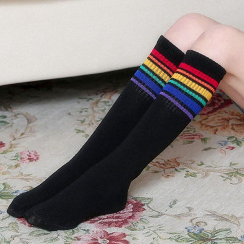 Vớ cotton cổ cao phối họa tiết kẻ sọc màu trắng/đen xinh xắn dành cho bé