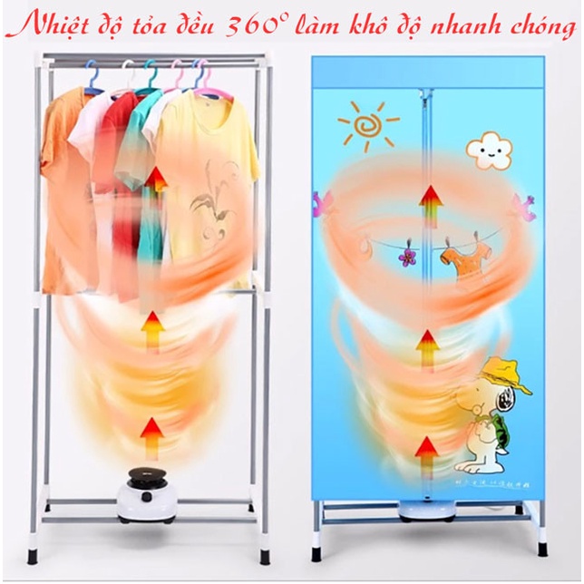 Tủ sấy quần áo 2 tầng, máy sấy quần áo 2 chế độ nóng-lạnh, tiết kiệm điện, nhanh khô hữu ích mùa mưa.
