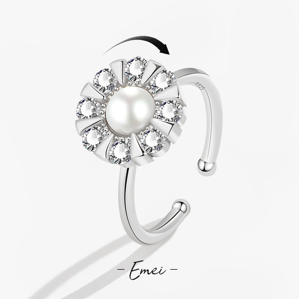 Nhẫn Hở Đính Ngọc Trai Zircon Thời Trang Sang Trọng Cho Nữ