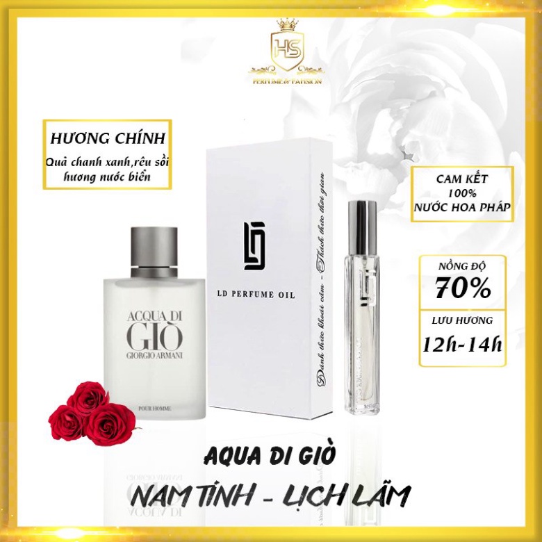 Nước Hoa Pháp Acqua digio Nam - Tinh Dầu Thơm LD Perfume OIL Dạng Xịt Mùi Hương tươi mát nam tính tinh tế LD08