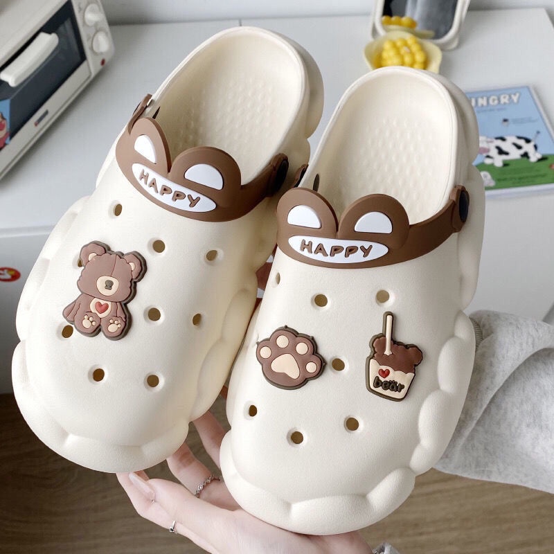Jiashucheng Giày Sandal Đục Lỗ Đế Dày Chống Trượt Thời Trang Đi Biển Cho Nữ