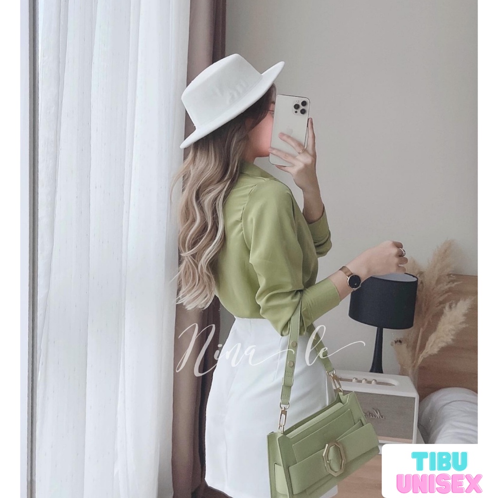 Set bộ nữ áo sơ mi kèm chân váy TIBU, Set Chân Váy 2022 Vải Đũi Xước Mềm Mát Chân Váy Chun Có Lót Freesize