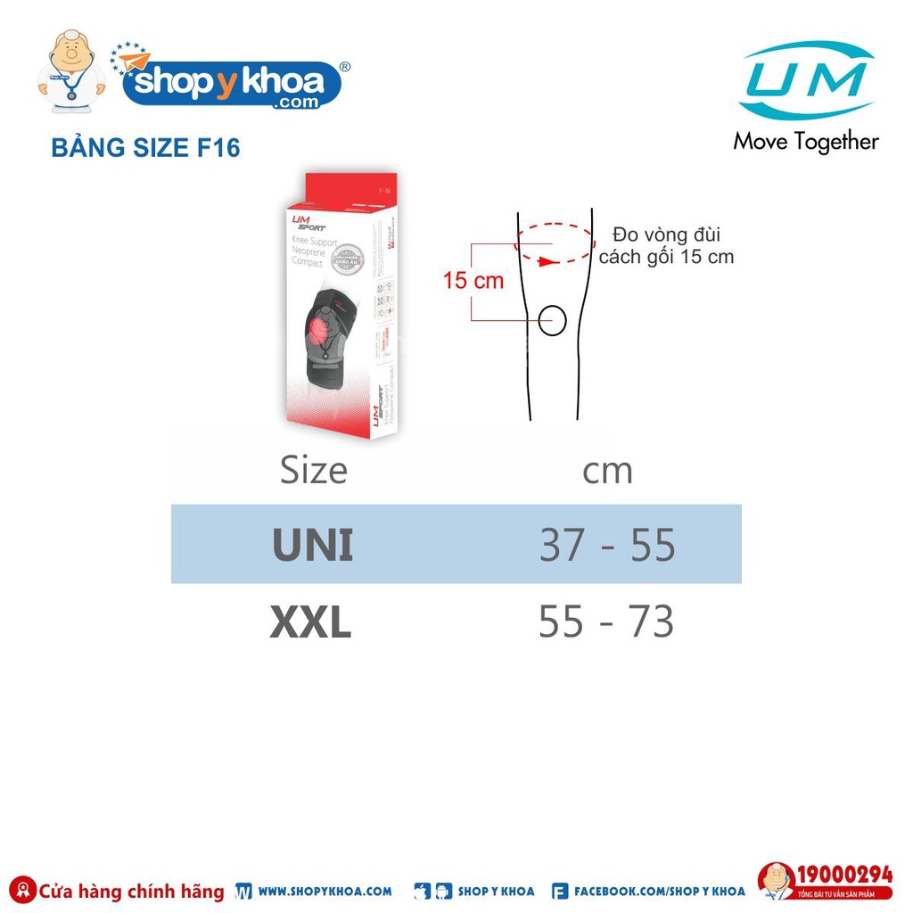 Bó Gối Đai Dán Có Nẹp Neoprene - Compact UM F16  . Tiêu Chuẩn Châu Âu