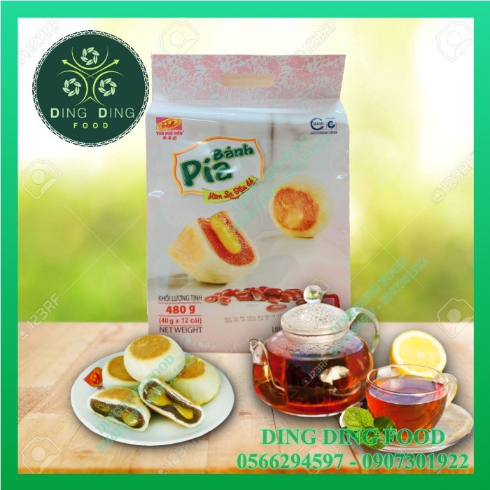 Bánh Pía Mini Kim Sa Đậu Đỏ Trứng 480g [12 BÁNH] Tân Huê Viên| Pía Kim Sa| Ăn Vặt| Pía Không Sầu Riêng - DING DING FOOD