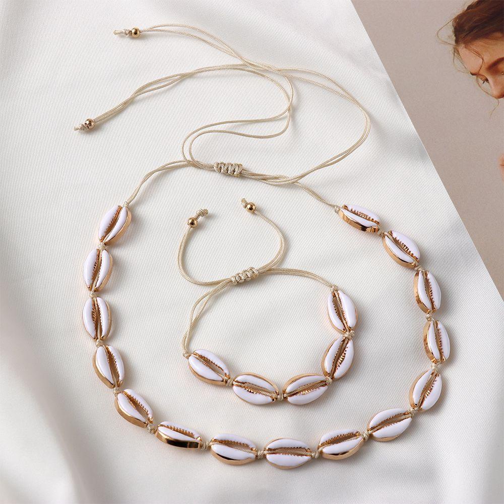Vòng cổ Hình Vỏ Sò Bện 3 Kiểu Handmade Thời Trang Đi Biển Mùa Hè Cho Nữ