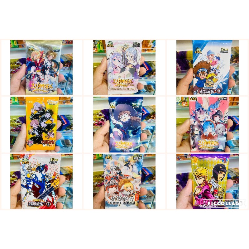 Tổng hợp Set 5 ảnh thẻ nhân phẩm Anime Digimon Waifu Jujutsu Kaisen Jojo ngẫu nhiên chibi xinh xắn