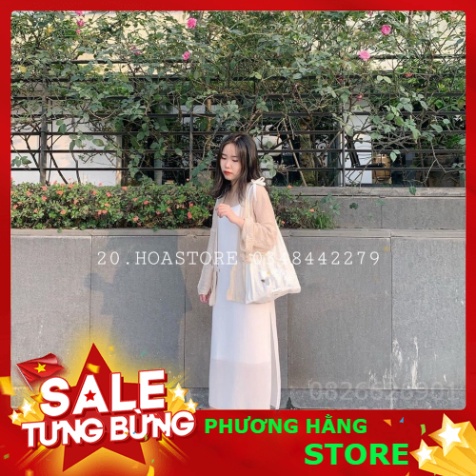 (VNXK RẺ) VÁY HAI DÂY MAXI VOAN DÀI HOT - ĐẦM SUÔNG 2 LỚP MÀU TRẮNG ĐEN - PH💎👑