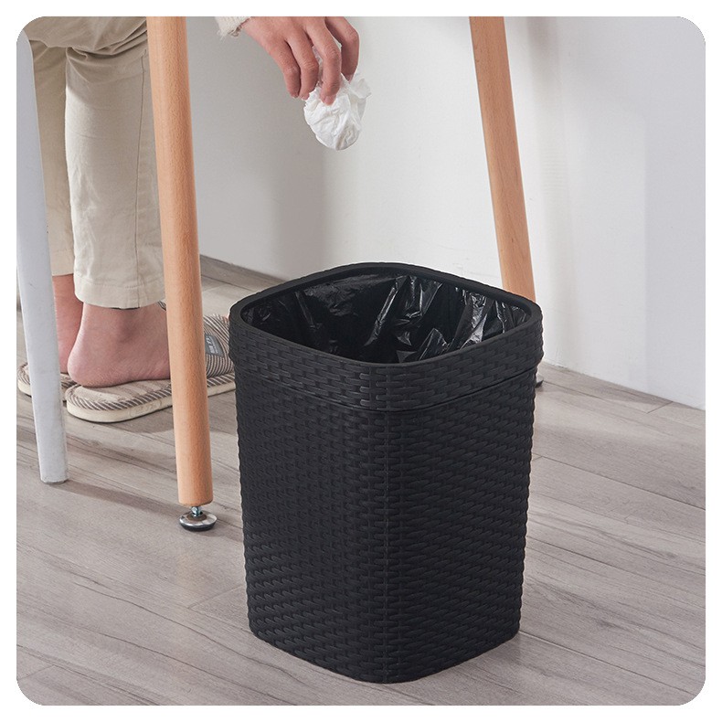 Sọc rác nhựa cao cấp, sọt rác đẹp để văn phong màu đen size 12L dùng đựng đồ bỏ đi - Pan smart home