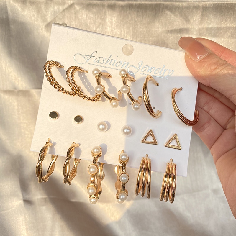 Set 12 Khuyên Tai Nữ Thời Trang