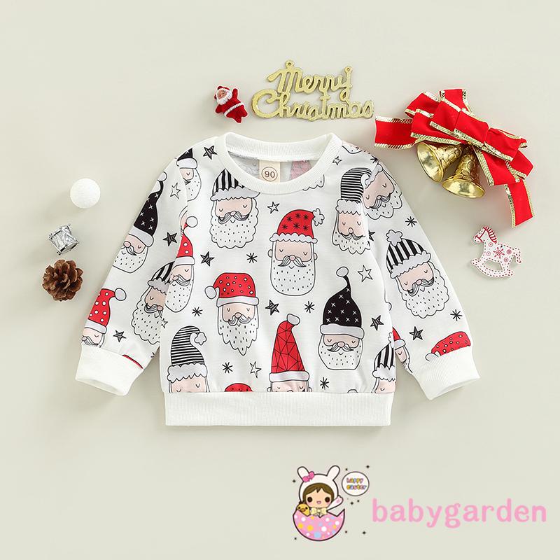Áo Thun Tay Dài Cổ Thuyền In Họa Tiết Giáng Sinh Cho Bé 6 Tháng Đến 4 Tuổi