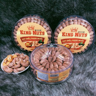 Hạt Điều Rang Muối 1 Hộp 500gram Loại A+ Hàng Việt Nam KingNuts Hộp Tròn-Ăn Vặt Lel