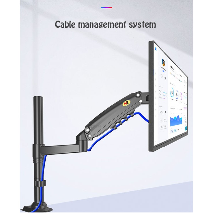 Giá Treo Màn Hình NB H80 17 - 27 Inch - Tay Treo Màn Hình Máy Tính Gắn Bàn Xoay 360 Độ, Model 2022, hàng độc