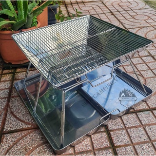 Bếp nướng dã ngoại, bếp than inox xếp gọn siêu dày dành cho cắm trại, dã ngoại