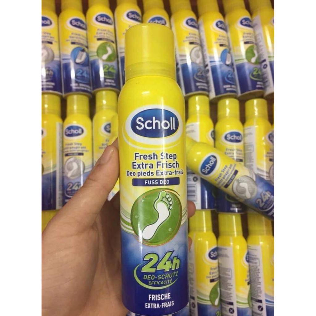 XỊT KHỬ MÙI HÔI CHÂN Scholl Fuss Deo Extra Frisch 150ml - CHAI XỊT NGĂN MÙI HÔI CHÂN HIỆU QUẢ