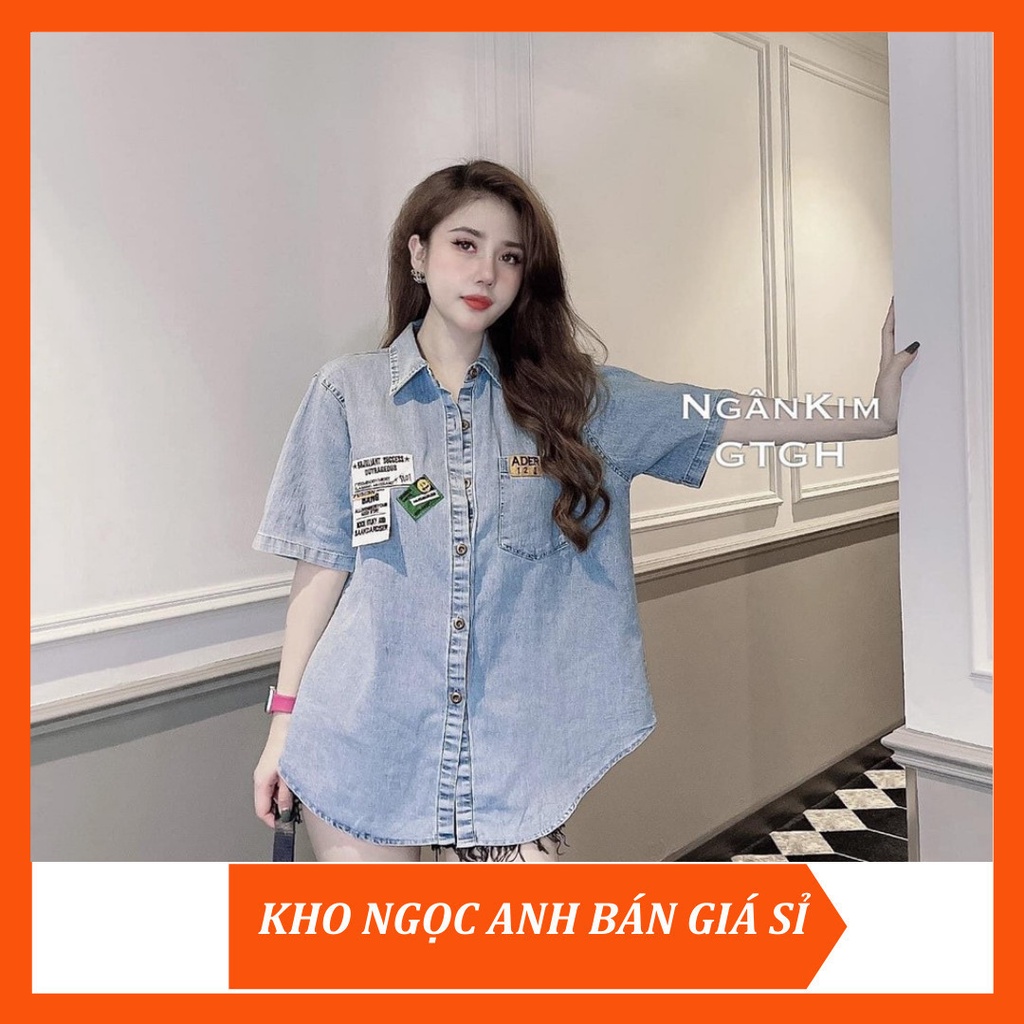 [ảnh thật-sẵn] Áo bò túi ngực logo nữ xinh