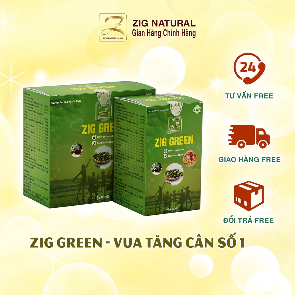 Viên uống Tăng cân ZIG GREEN Zig Natural hộp 40-80 viên