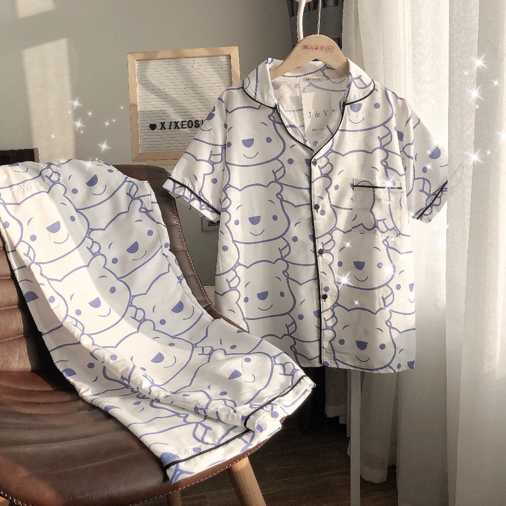 Pijama nữ họa tiết, bộ đồ pijama dài thiết kế phong cách uzang xixeoshop