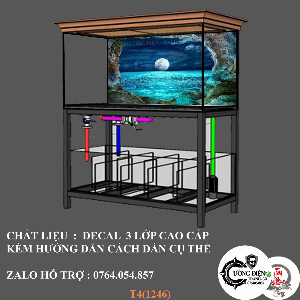 Tranh 3D dán bể cá cảnh hồ thuỷ sinh