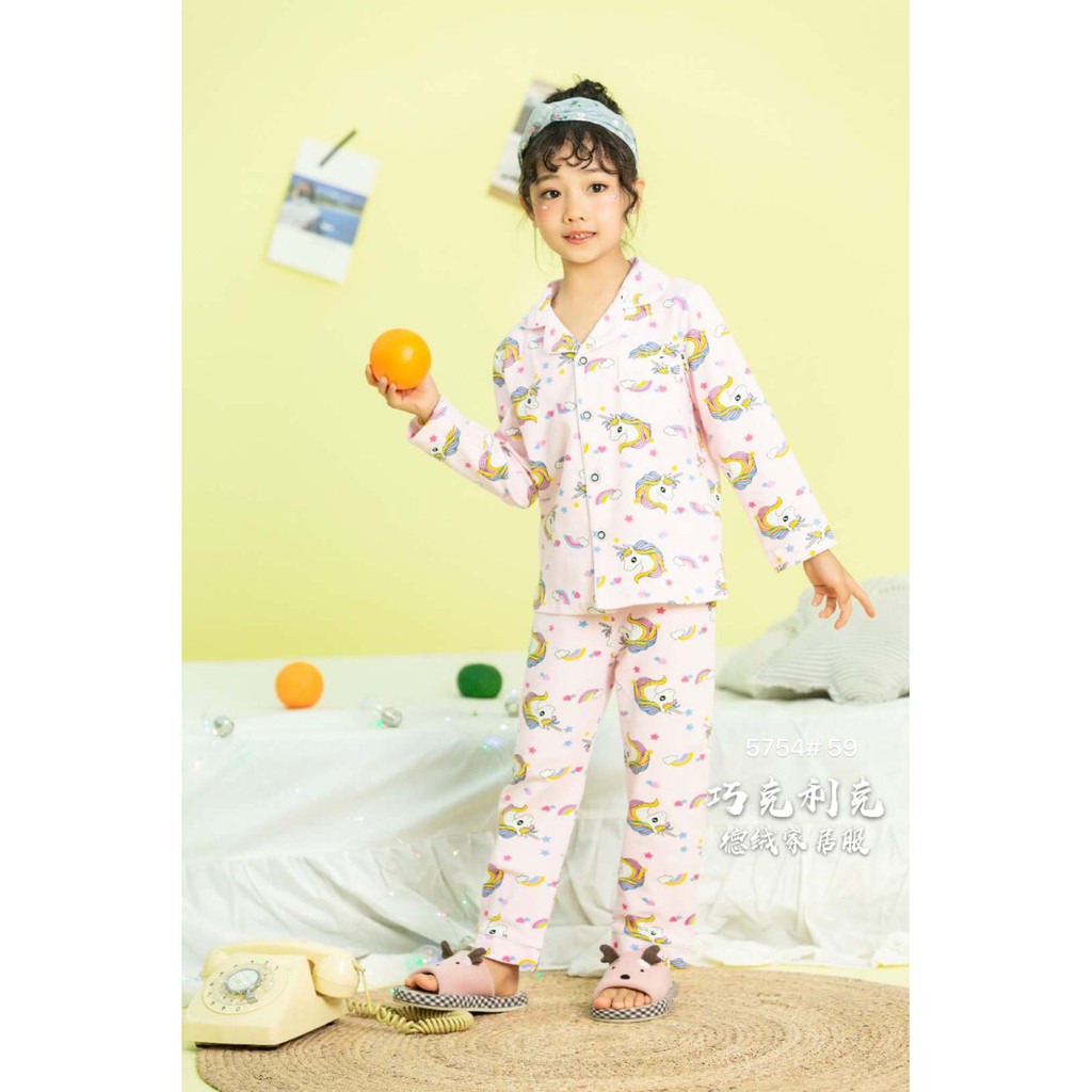 Bộ Pijama dài tay in hình bé gái 2-7 tuổi