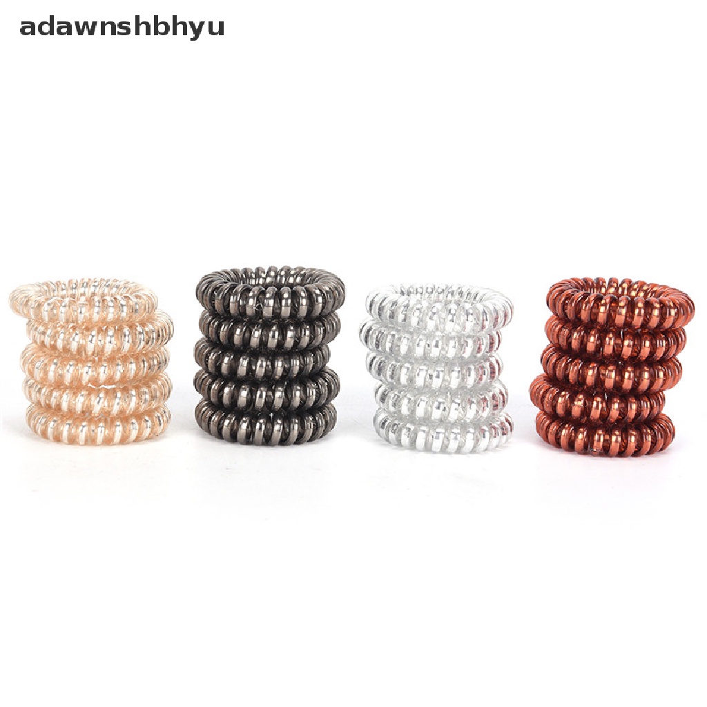 [adawnshbhyu] 1PC/5PCS Rubber Telephone Wire Hair Ties Spiral Hair Head Elastic Bands  .
