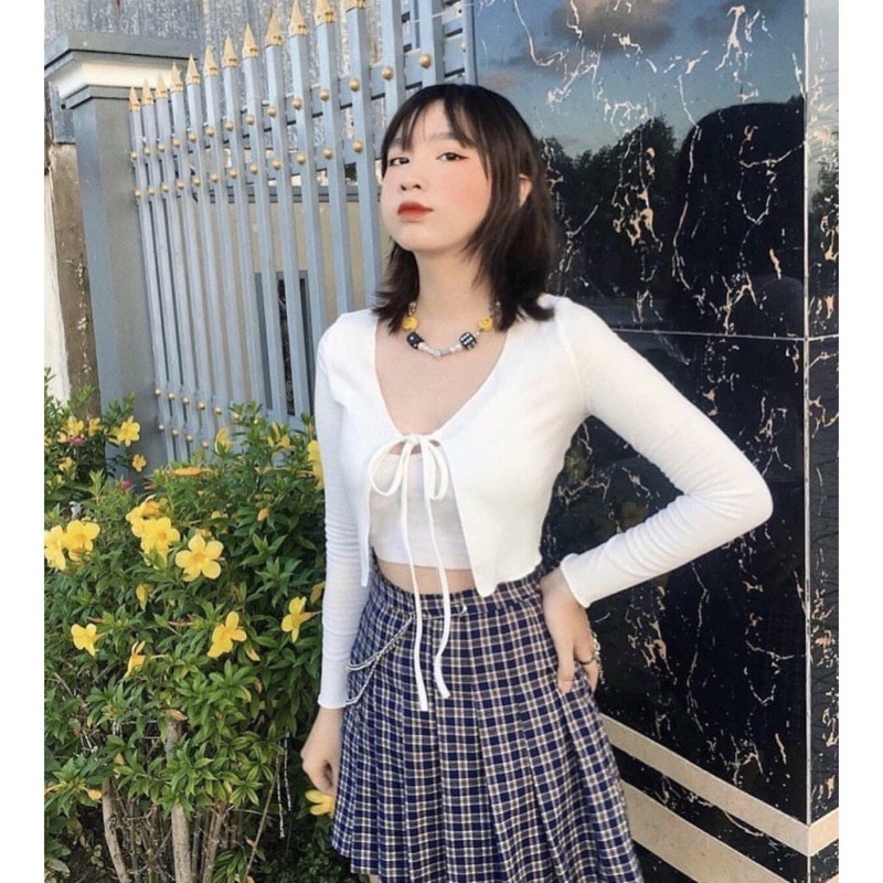 Áo tay dài kiểu kimono cột dây chất thun gân cực mềm mịn mát