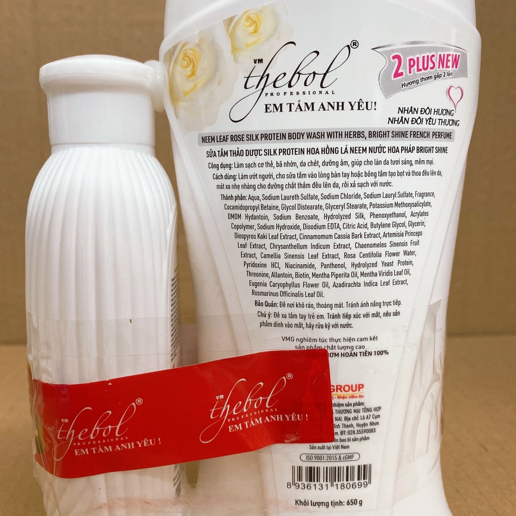 Sữa tắm trắng da TheBol 650ml Tặng Kèm Sữa Tắm Nước Hoa 180g
