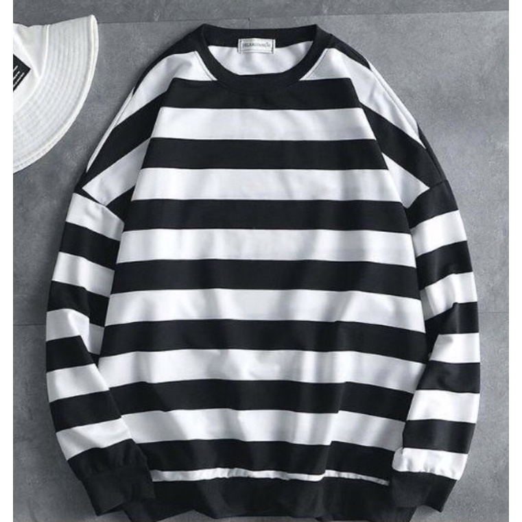 Áo Sweater Sọc Ngang Đen Trắng