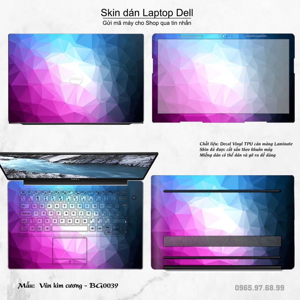 Skin dán Laptop Dell in hình Vân kim cương nhiều mẫu 2 (inbox mã máy cho Shop)