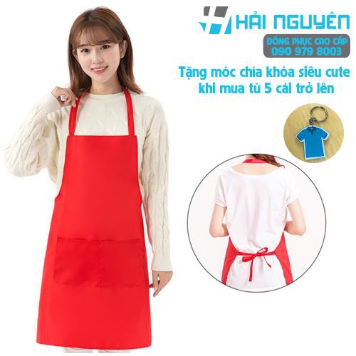 Tạp dề trơn màu đỏ dành cho phục vụ cao cấp