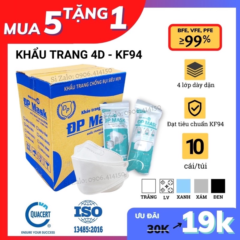 Túi 10 chiếc khẩu trang 4D KF94 kháng khuẩn chống bụi