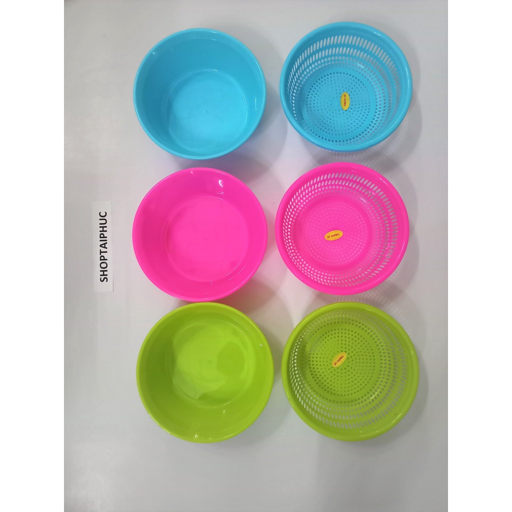 Rổ nhựa tròn bộ thau rổ đa năng - VĨ HƯNG - 2 tấc