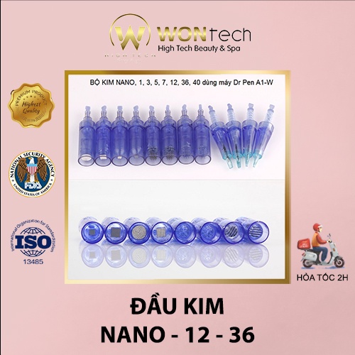 [Q12-HCM-Ship hỏa tốc]Đầu kim Nano Xanh (12-36-Nano) | Đầu Kim Cấy Tảo Dùng Cho Máy Phi Kim Dr Pen | Đầu Kim 12 - Kim 36