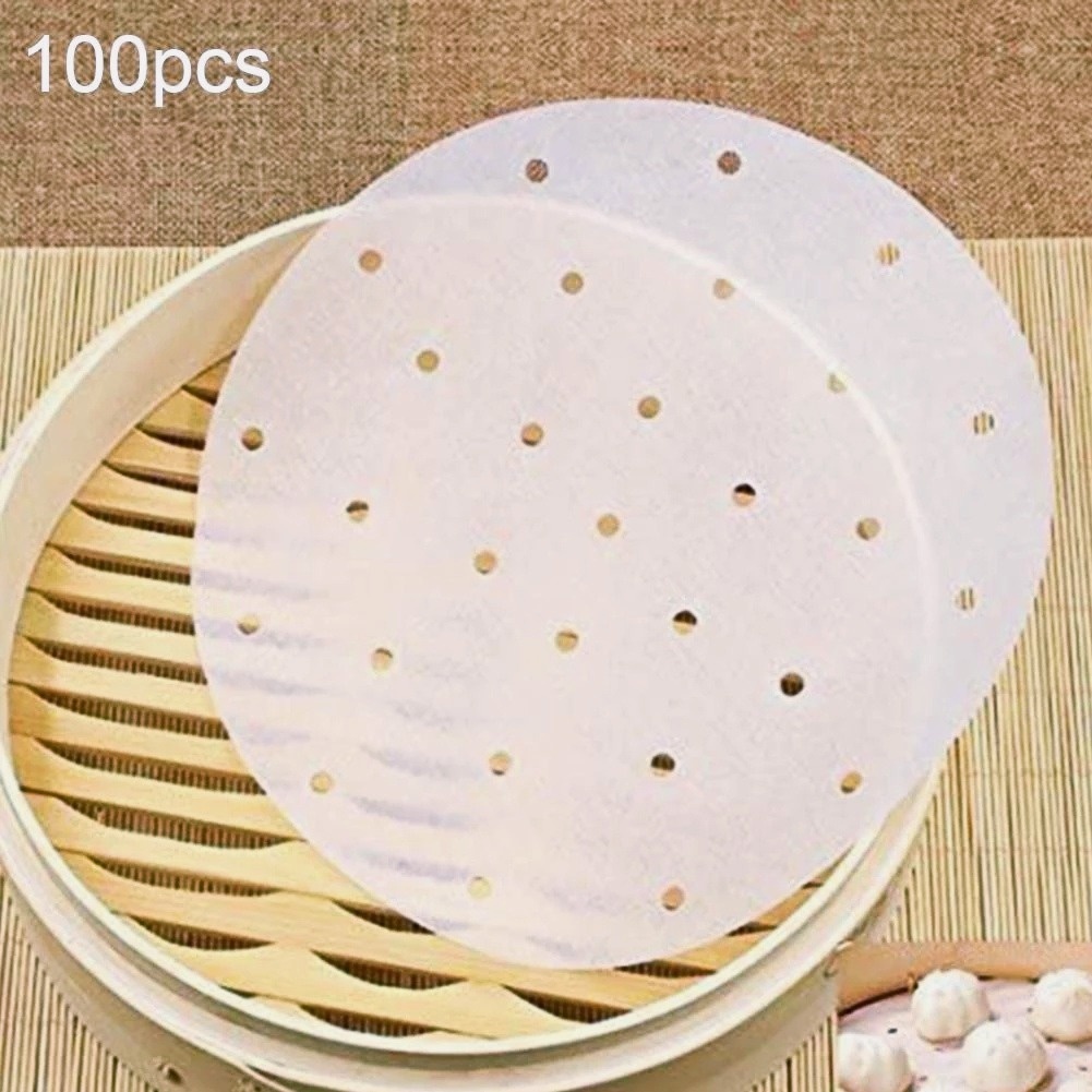 Set 100 miếng giấy silicone lót nồi hấp chống dính tiện dụng
