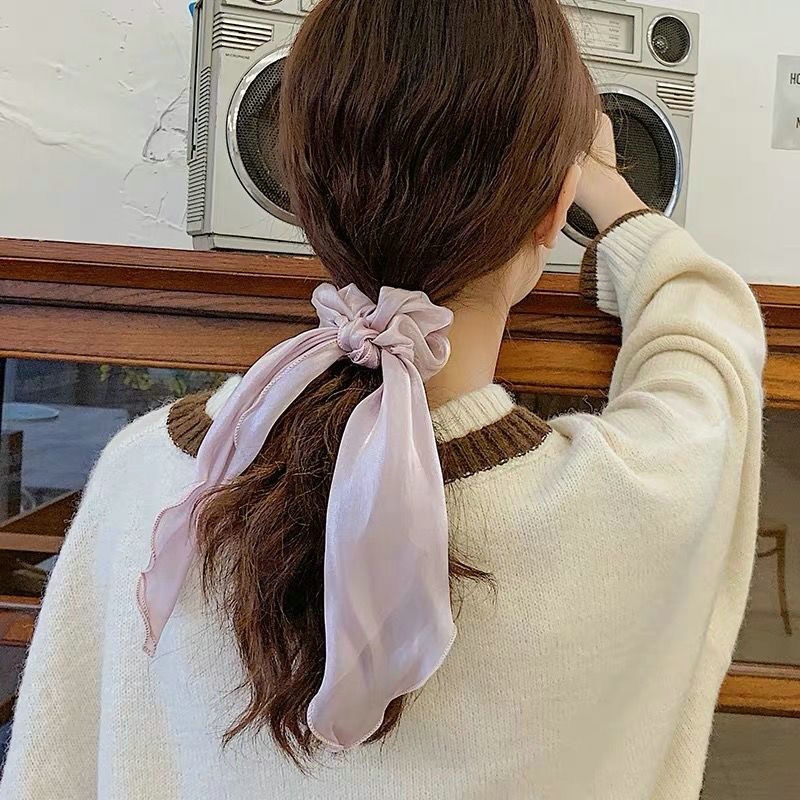 Dây Cột Tóc Phối Ren Hai Lớp Thắt Nơ Xinh Xắn Dành Cho Nữ
