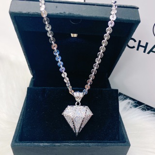Dây Italy mặt hình kim cương mạ bạch kim..