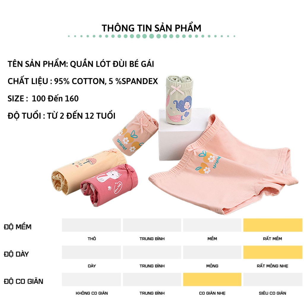 Set 3 quần lót bé gái 27kids Quần chip bé gái vải khử khuẩn công nghệ mới họa tiết dễ thương GSUW1