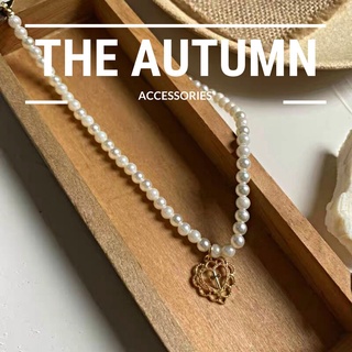 Dây chuyền ngọc trai nhân tạo đính trái tim The Autumn Accessories - DC11